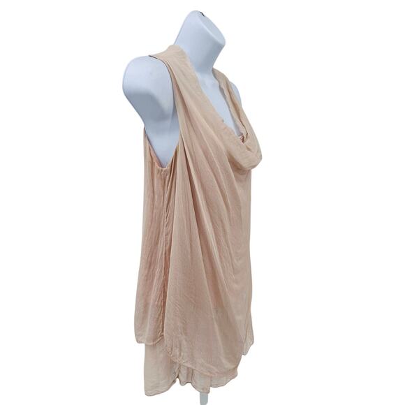Cosmo Silk Blouse Womens M Light Pink Cowl Neck Layered Sleeveless Lightweight - Picture 2 of 5